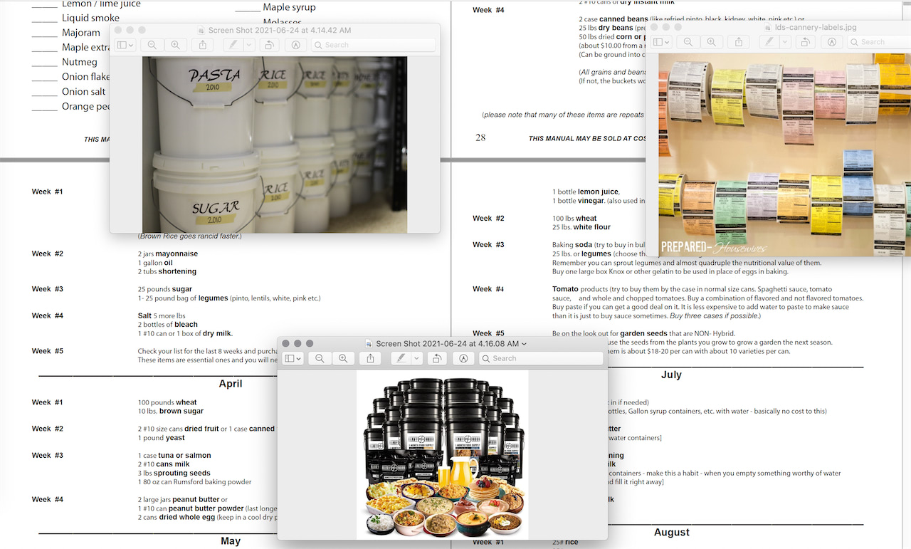 主妇们一年份的储备粮计划及每周储备物资采购清单